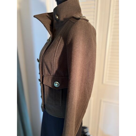ZARA BASIC Double Breasted Peacoat in Earth Tone Green Brown - Picture 4 of 8